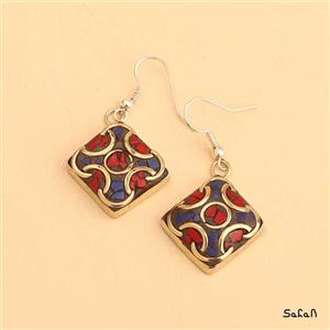 گوشواره برنجی هندی سنگی زنانه کد  11503-11
