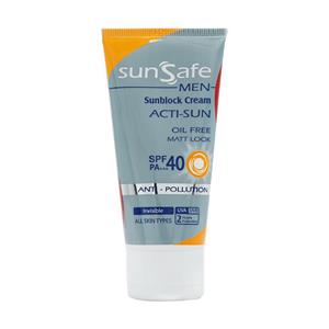 کرم ضد آفتاب بدون رنگ سان سیف SPF 40 مدل ACTI-SUN ‌ مناسب برای انواع پوست حجم 50 میلی‌لیتر
