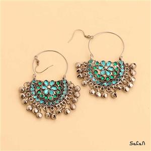 گوشواره منگوله دار قلاب دار هندی رنگی زنانه کد  11654-10