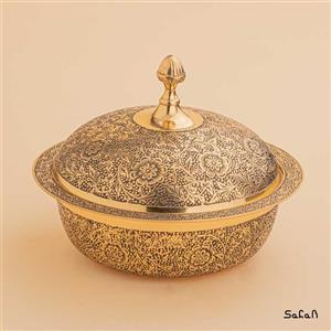 شکلات خوری برنجی آنتیک مدل یاسمن کد 190349 