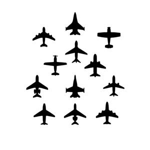 استیکر مدل هواپیما های جنگنده مجموعه 12 عددی