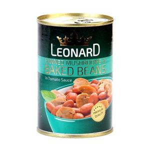 کنسرو لوبیا چیتی با قارچ در سس گوجه فرنگی 420gr)LEONARD)