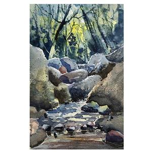 نقاشی آبرنگ طرح رودخانه درکه کد 143