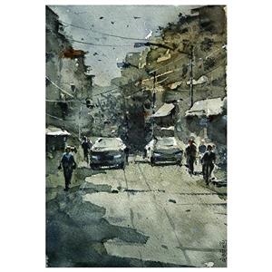 نقاشی آبرنگ طرح خیابان کد 145