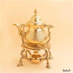 قوری برنجی طلایی وارمر دار کد  5076-03