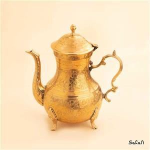 قوری برنجی طلایی قلم زنی کد  4138