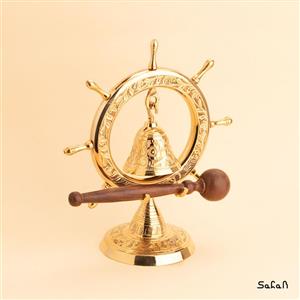 زنگوله برنجی طلایی پایه دار طرح فرمان کشتی کد  6249