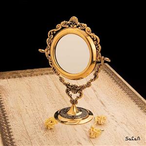 آینه برنجی هندی آنتیک پایه دار مدل دایره کد  2071