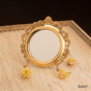 آینه برنجی هندی طلایی دایره کد  6501