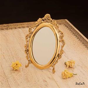 آینه برنجی هندی طلایی مدل منگو کد  6500
