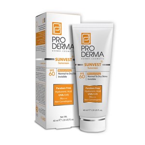 کرم ضد آفتاب رنگی پرودرما SPF60 مدل Sunvest ‌مناسب پوست معمولی و خشک حجم 40 میلی‌لیتر