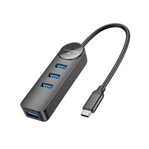 هاب 4 پورت USB-C بروفون مدل DH5 4IN1 طول 0.2 متر