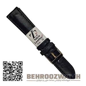 بند ساعت مچی چرم طبیعی چرم تبریز ساده مشکی سایز 20