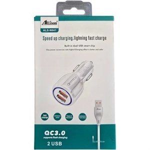 شارژر فندکی آلیسون مدل ALS-N041 به همراه کابل تبدیل microUSB