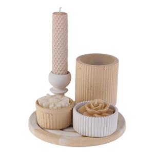 ست 6 تکه دکوری بتنی مدل رومیزی طرح باغ