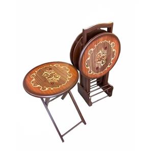 میز عسلی مدل G105 تاشو معرق مجموعه 4 عددی