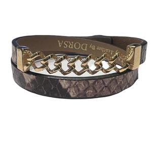 دستبند طلا و چرم 18 عیار زنانه تاج مدل G415