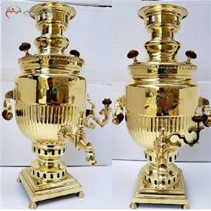 سماور ذغالی 6 لیتری در دو رنگ آنتیک و طلایی با پایه های متفاوت به انتخاب مشتری دارای ضمانت کد 114