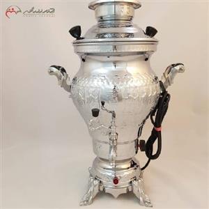 سماور برقی مدل شیوا، 6 لیتری تولید شده با بدنه ی برنجی و روکش آبکاری شده ی کروم کد 116