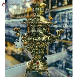 سماور برقی 4 لیتری با بدنه ی تمام برنجی آبکاری شده قابل سفارش به رنگ و طرح دلخواه مشتری کد 116