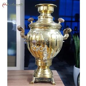 سماور برقی 3 لیتری مدل ممتاز با بدنه ی برنجی طرح ترکدار و آبکاری شده، به  تولیدی