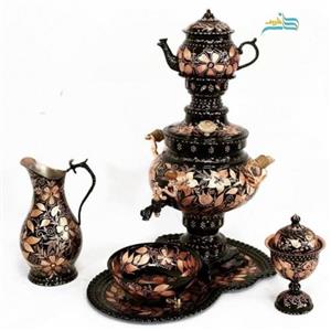 سرویس سماور 6 لیتری مسی الماس تراش ورق مس ضخیم، با ثبات رنگ، کیفت بالا