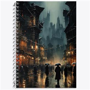 دفتر زبان 50 برگ خندالو مدل سه خط طرح خیابان بارانی کد F414