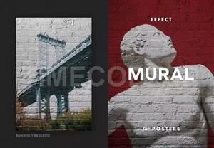 دانلود افکت فتوشاپ : پوستر آجری Mural Art Photo Effect For Posters