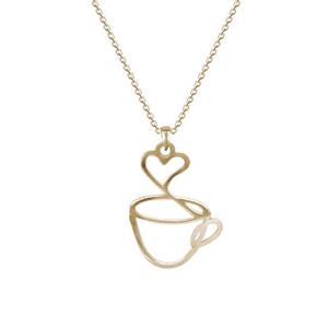 گردنبند طلا طرح لاین آرت کاپ قهوه کد ZH-233