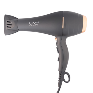 سشوار حرفه‌ای لاک لایچی مدل L-9010 با توان 2200 وات، موتور AC قدرتمند، دو حالت سرعت و دما، عملکرد یونی، دکمه باد سرد، سیستم جلوگیری از گرم شدن بیش از حد، همراه با متمرکزکننده باریک و پهن، رنگ مشکی مات