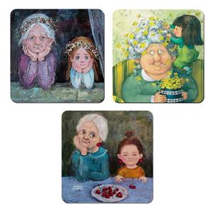 مگنت صباطرح مدل مادر بزرگ و نوه کد M1310 مجموعه 3 عددی