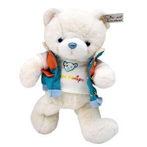 عروسک ناب سل مدل پولیشی خرس مهربان طرح پافر پوش ارتفاع 30 سانتی متر