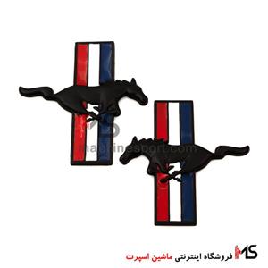 آرم اسب فورد موستانگ پرچم دار مشکی تک عددی