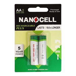 باتری قلمی شارژی نانوسل مدل Re-Plus 2500mAh بسته دو عددی