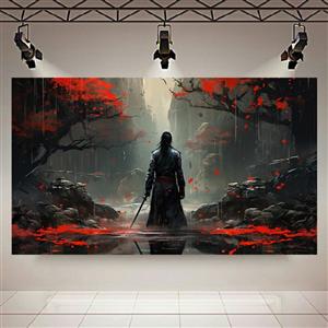 تابلو شاسی طرح مخمل سامورایی مدل جنگجوی تنها کد AR302895