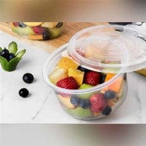سطل یکبارمصرف پلاستیکی ۷۵۰ سی سی درب دار شفاف 500 عددی