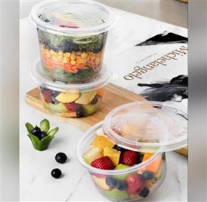 سطل یکبار مصرف پلاستیکی ۱۰۰۰ سی سی درب دار شفاف 500 عددی