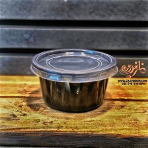 ظرف یکبار مصرف خورشتی درب دار ۳۵۰ سی سی مشکی 500 عددی