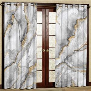 پرده بارمان دکور طرح سنگی مدل هازان پانچی کد LR4316 W سایز 140x200 سانتی متر