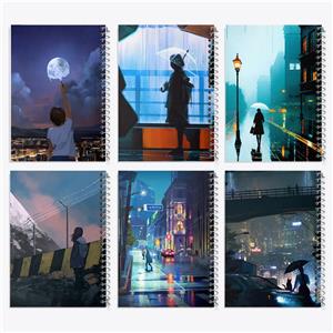 دفتر مشق 100 برگ خندالو طرح دختر و باران کد 976 مجموعه 6 عددی