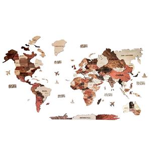 دیوارکوب ترسیم طرح نقشه چوبی جهان مدل سه بعدی