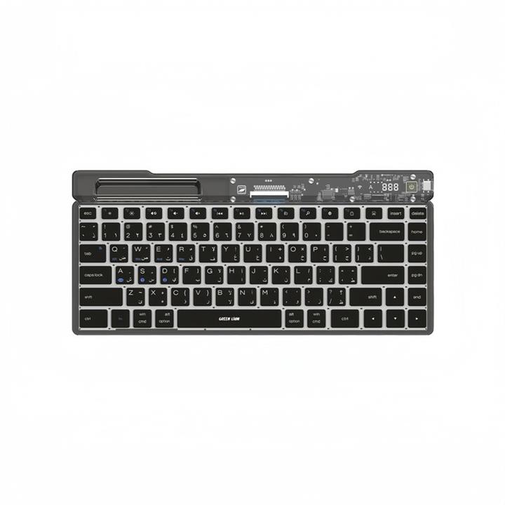 کیبورد بی سیم و هولدر موبایل GREEN LION مدل TRANSPARENT SCISSOR FOOT STRUCTURE