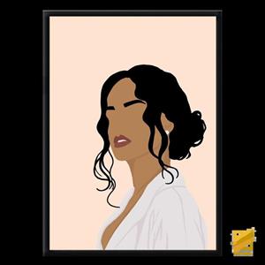 تابلو نقاشی مینیمال صورت نیم رخ دختر