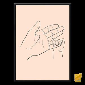 تابلو نقاشی مینیمال دست پدر و فرزند