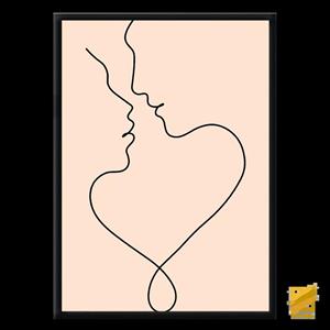 تابلو نقاشی مینیمال قلب و بوسه