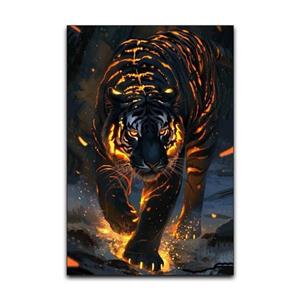 تابلو شاسی گوفی مدل ببر آتشین و جذاب طرح طبیعت و حیوانات Jungle Tiger 4K کد FIRE25
