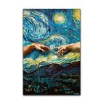 تابلو شاسی گوفی مدل نقاشی دست های خدایان مایکل انجلو با تم ونگوک Van Gogh Art 4k کد HAND46