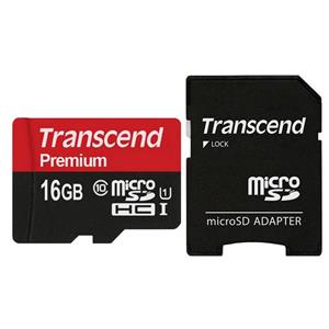 کارت حافظه‌ microSDHC ترنسند مدل Premium کلاس 10 استاندارد U1 سرعت 90MBps ظرفیت 16 گیگابایت به همراه آداپتور SD 