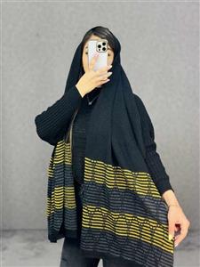 شال بافت بغل رنگی راه راه وسط ساده زنانه کد 1192