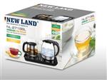 چای ساز کنارهمی پیرکس نیولند مدل side by side tea maker NEWLAND NL-2719BL